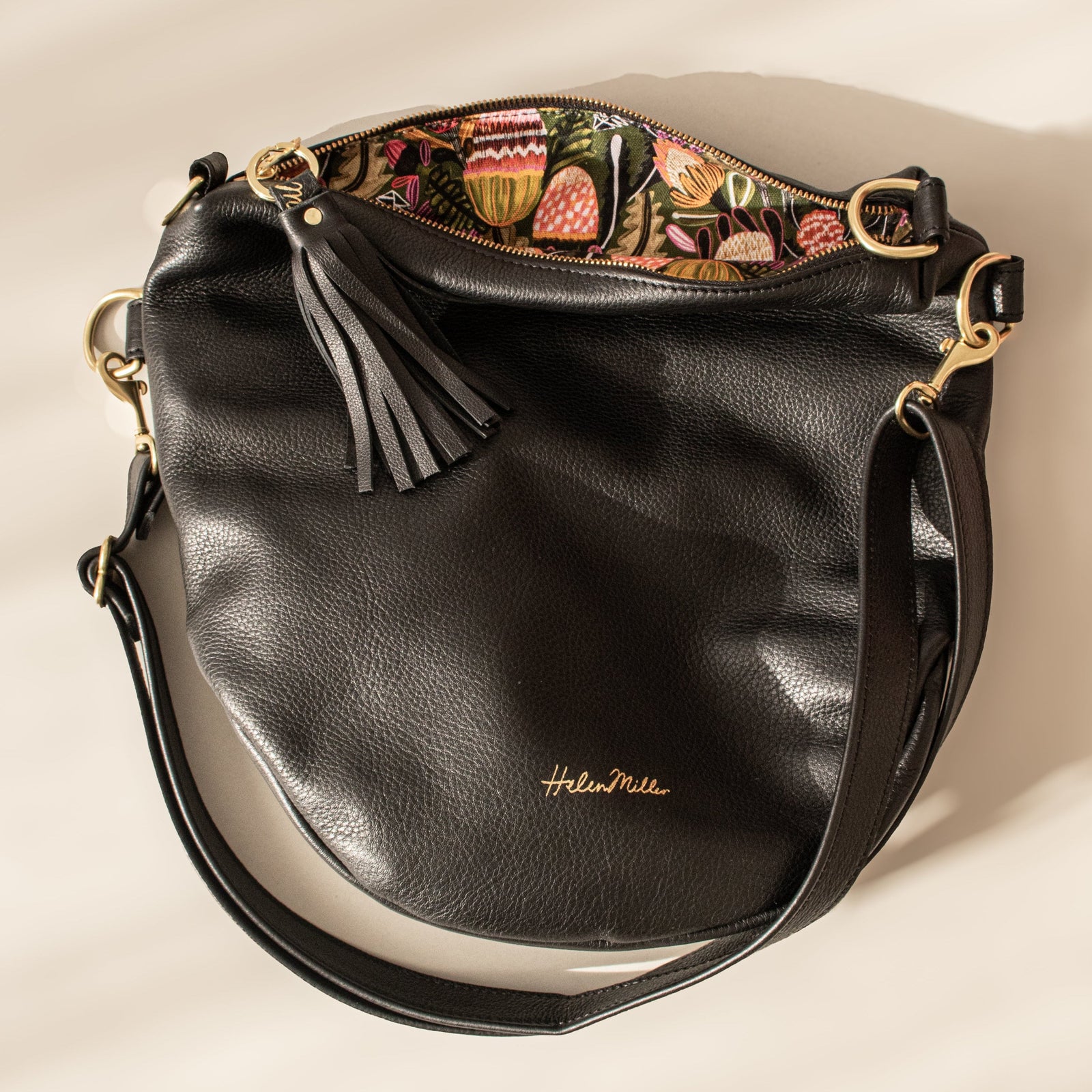 Black leather NZ made handbag crossbody