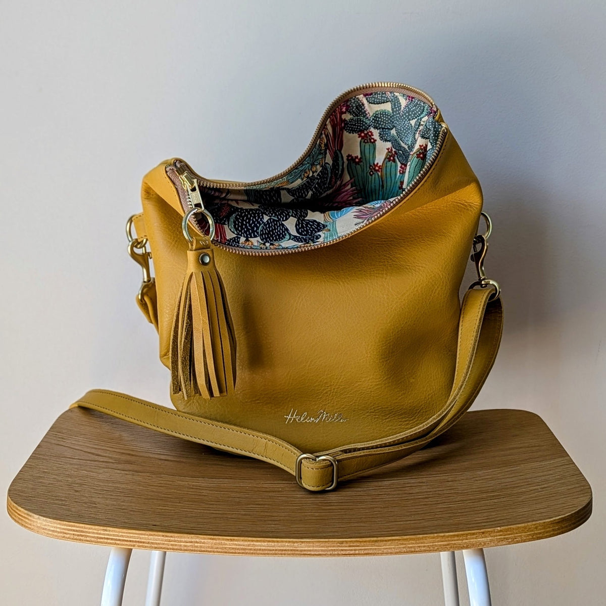 Mini Slouch Leather Handbag Handmade NZ Designer Lining Custom Helen Miller